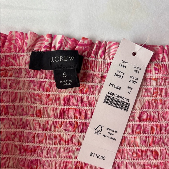 💗 NWT J.Crew Pink Cotton Floral Smocked Dress | Pockets | Flowy Fit 💗 - Picture 7 of 13